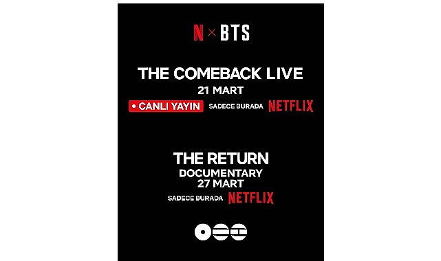 Netflix ve HYBE, Dünyaca Ünlü Müzik Grubu BTS’in Geri Dönüş Canlı Performansını ve Belgesel Filmini Duyurdu görseli