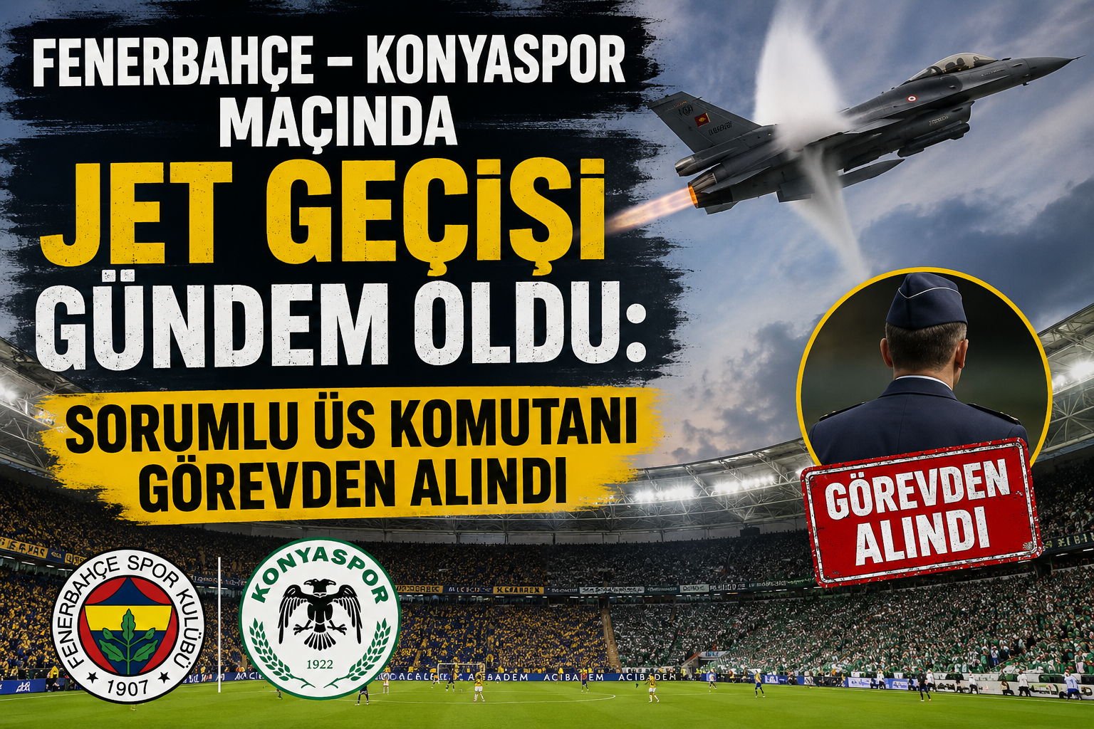 Fenerbahçe – Konyaspor Maçında Jet Geçişi Gündem Oldu: Sorumlu Üs Komutanı Görevden Alındı görseli