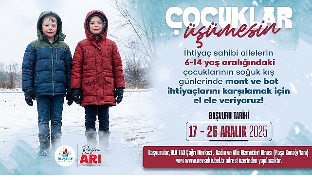 Nevşehir Belediyesi’nden “Çocuklar Üşümesin” Kampanyası görseli