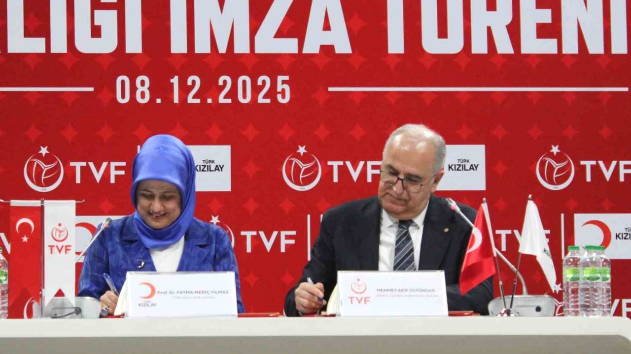 Türk Kızılay ve Türkiye Voleybol Federasyonu ortak çalışmaların düzenlenmesi amacıyla iş birliği protokolü imzaladı görseli