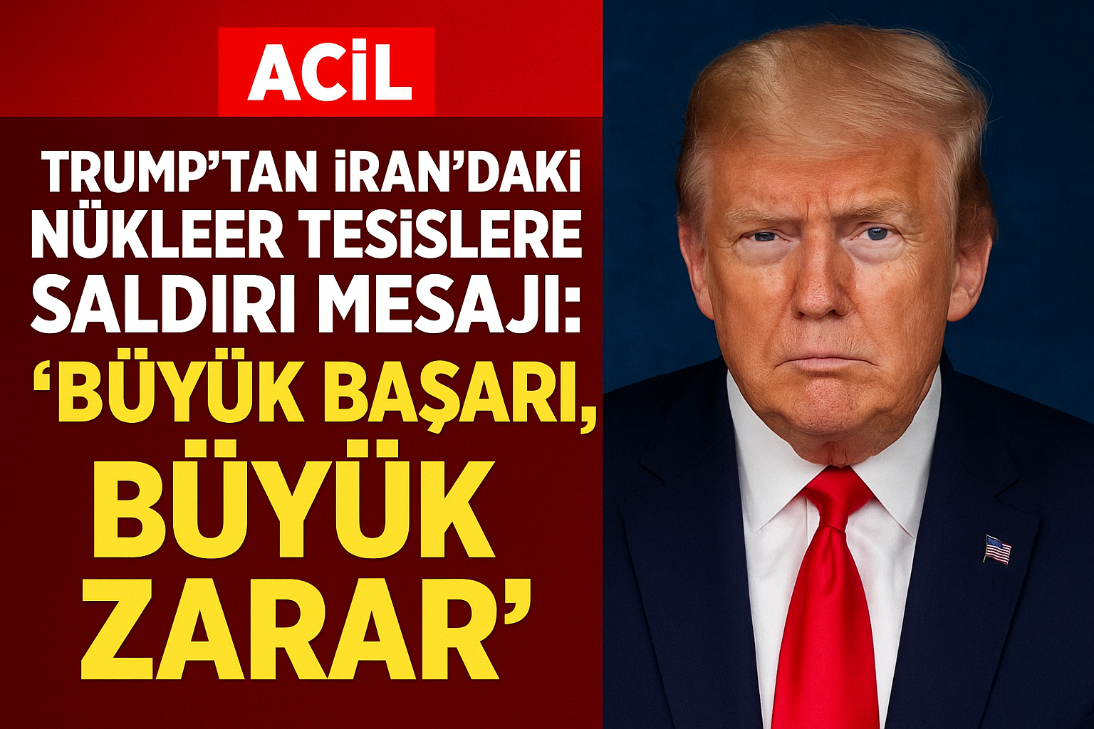 Trump’tan İran’daki Nükleer Tesislere Saldırı Mesajı: “Büyük Başarı, Büyük Zarar” görseli