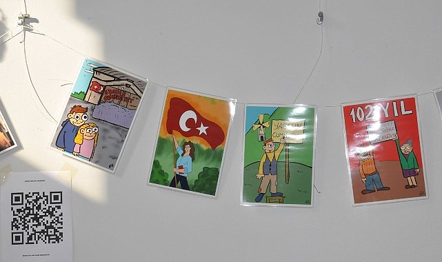 EÜ’de öğrencilerin kaleminden Cumhuriyet ve Atatürk karikatürleri sergilendi görseli