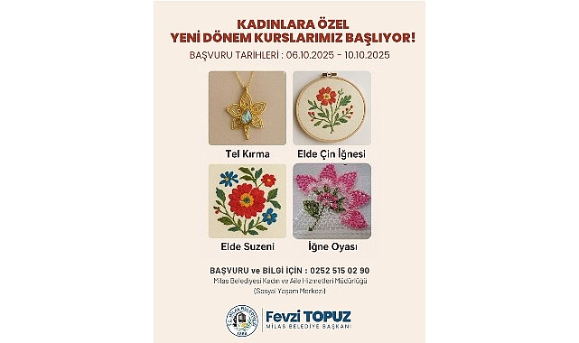 Milas Belediyesi’nin kursları için kayıtlar başlıyor görseli