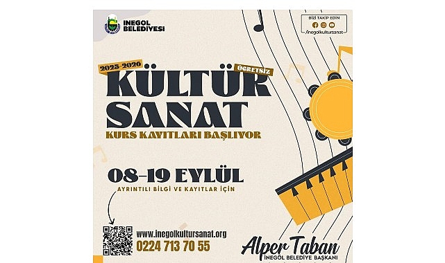 İnegöl Belediyesi’nin Kültür Sanat Kurslarında Kayıtlar Başladı görseli