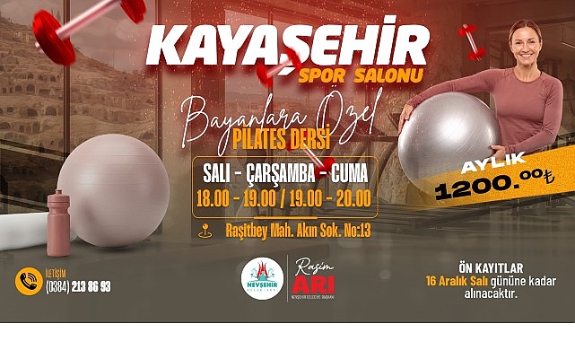 Nevşehir’de Bayanlara Özel Pilates ve Step Aerobik Kurs Kayıtları Başladı görseli