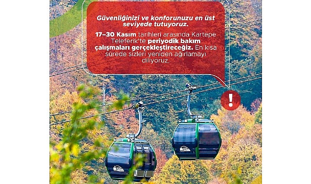 Kartepe Teleferik bakıma giriyor görseli