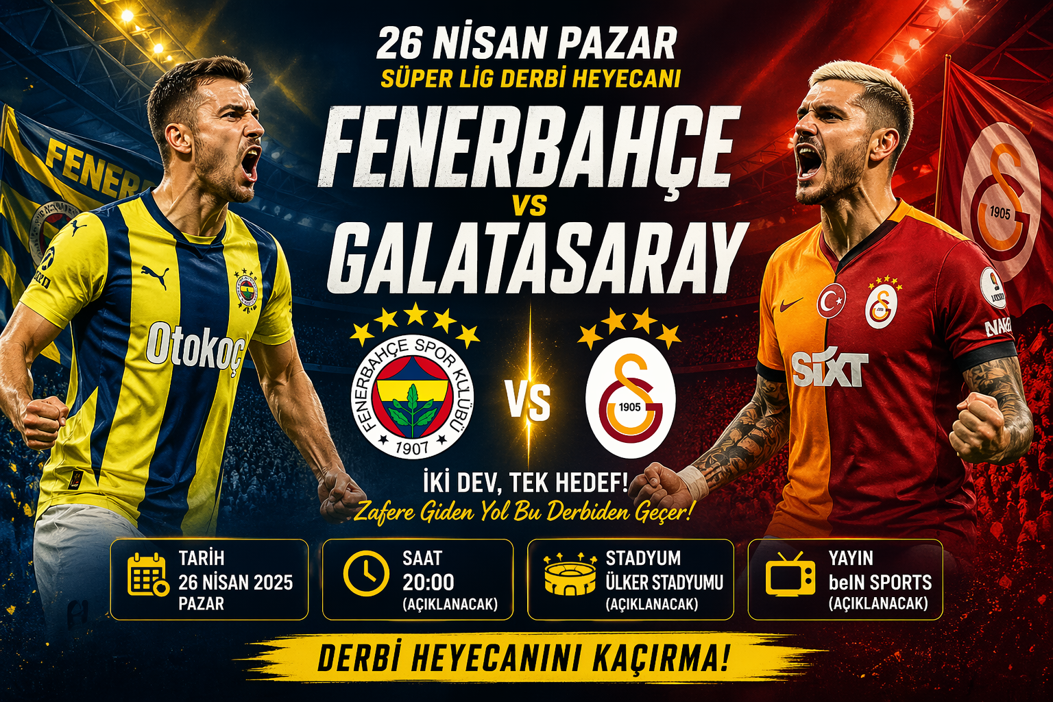 Fenerbahçe - Galatasaray Derbisinde İlk Yarı skor ne oldu görseli