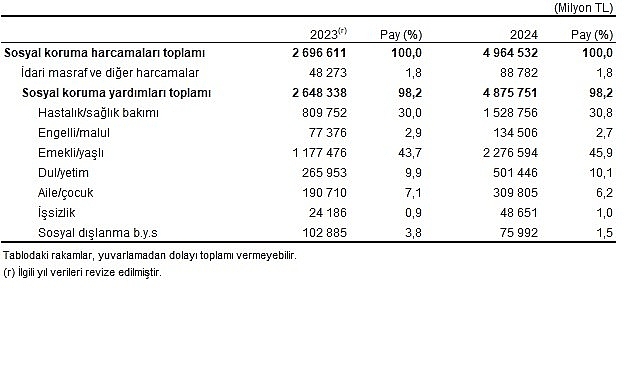 Sosyal Koruma İstatistikleri, 2024 görseli