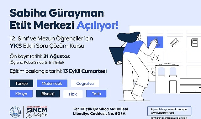 Üsküdar Belediyesi “Sabiha Gürayman Etüt Merkezi” Açılıyor görseli