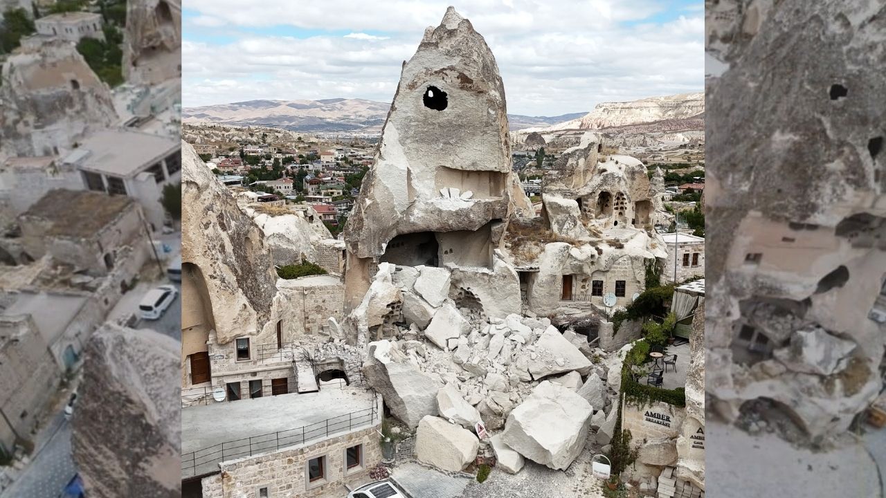 Kapadokya’da bir peribacası çöktü görseli