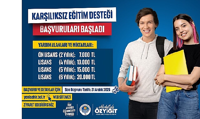 Yenişehir Belediyesinin Karşılıksız Eğitim Desteği Başvuruları Başladı görseli