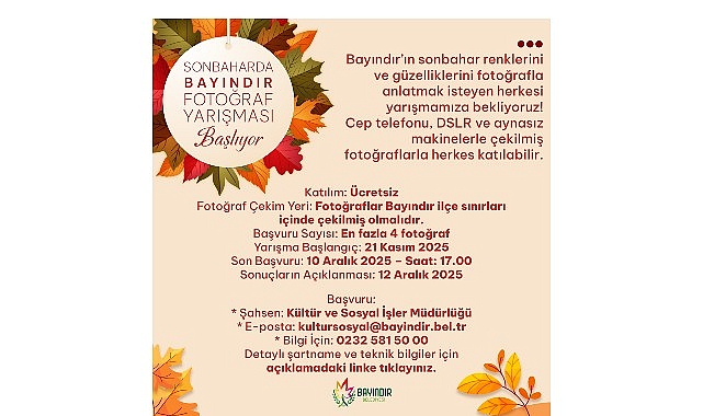 Bayındır’da Sonbahar Temalı Fotoğraf Yarışması Başladı görseli