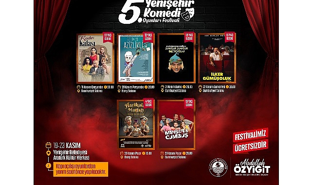 5. Yenişehir Komedi Oyunları Festivali Başlıyor görseli