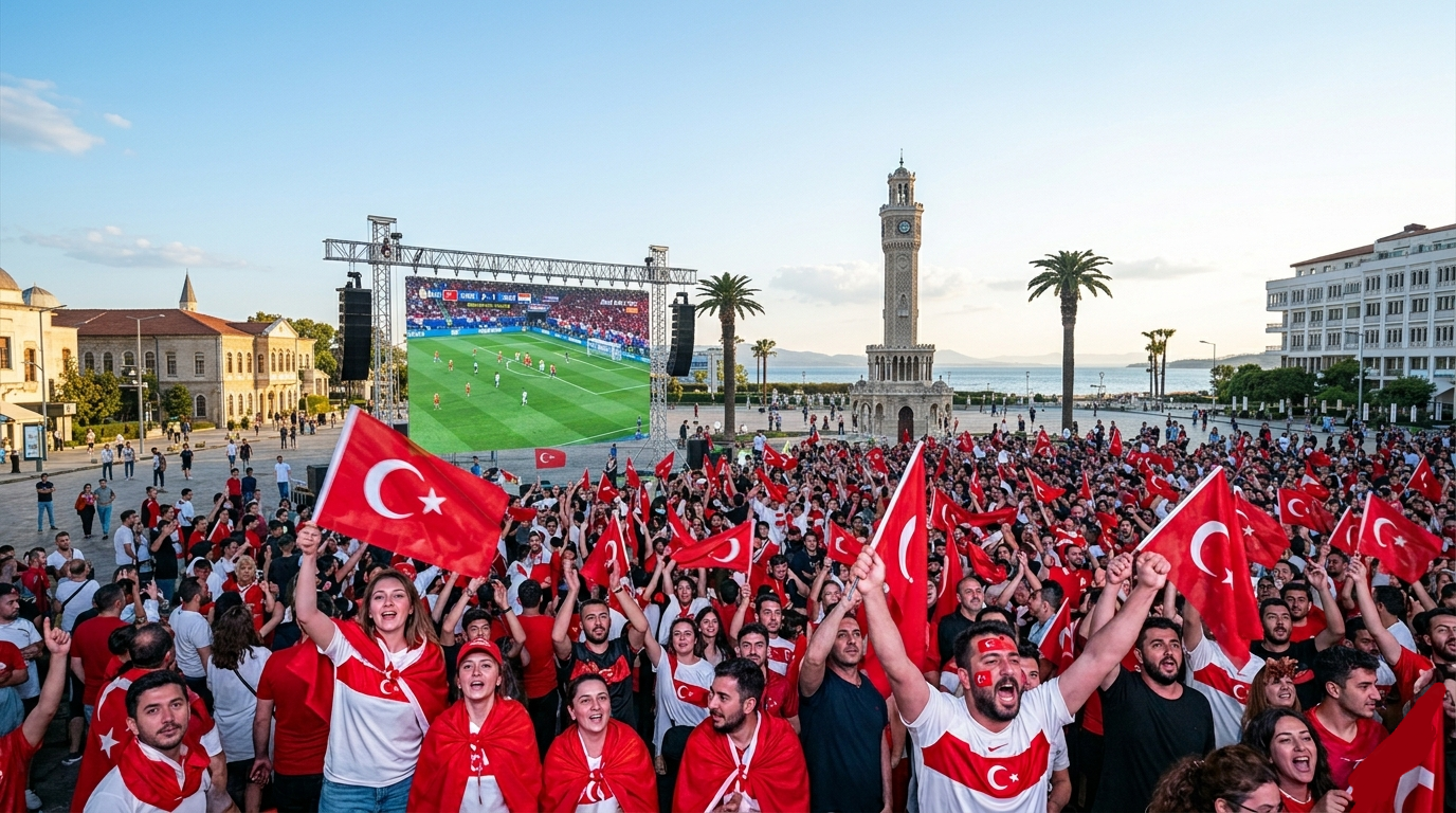İzmir Konak Meydanı’nda Dev Ekranda Milli Maç Heyecanı görseli
