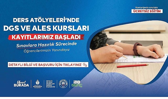 İBB Ders Atölyeleri’nde Ücretsiz ALES ve DGS Kursları Başlıyor görseli