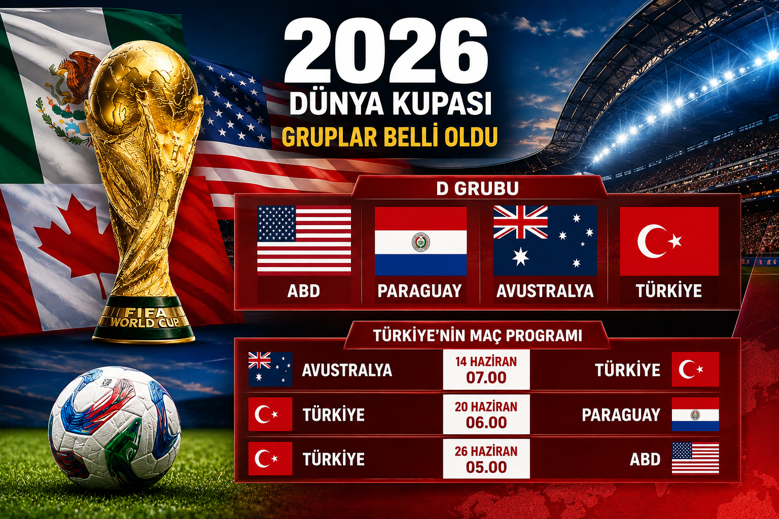 Rakipler Açıklandı! Türkiye Dünya Kupası’nda Kiminle Karşılaşacak? görseli