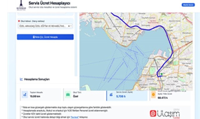 Servis ücretleri artık web sitesinden hesaplanacak görseli